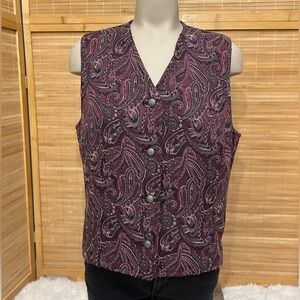Casual Corner 90s vintage paisley burgundy vest top sleeveless woman’s 12 L boho